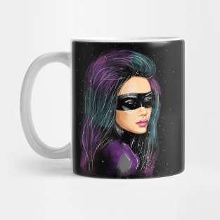 Beautiful cosmos girl on a black background. Mug